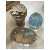 3 vintage glass paperweights
