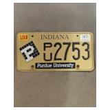 1995-97 embossed gold Purdue license plate