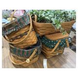 Various Longaberger baskets, Christmas, picnic,