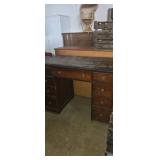 Small wooden writing desk 9 drawers 42x31x21in