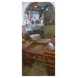 Wooden vanity with mirror