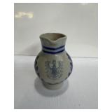German salt-glazed stoneware pitcher 5in