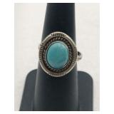 Native American blue turquoise ring marked alpaca