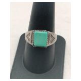 Native American silver turquoise Ring marked