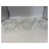 Seven dessert bowls, glassware