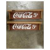 2 wooden Coca Cola wall shelves 19" long