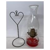 Queen Annie 12 inch vintage red-base oil lamp
