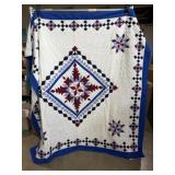 Handmade quilt patchwork with stars some stains,