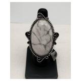 German silver Dendrite Opal Ring Size 6