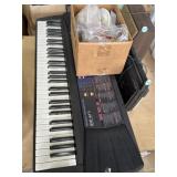 Casio keyboard, vintage radio, speaker, and more