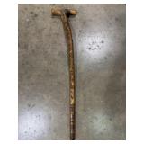hand-carved wooden T-handle walking cane 32 inch