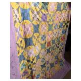 Patchwork 9 patch curved quilt around 78x85