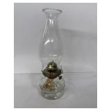 glass oil  lamp with a brass-toned burner 13 inch