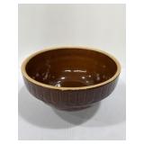 11 inch brown-glazed stoneware mixing bowl