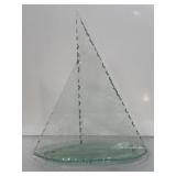 18" textured glass sailboat sculpture w/