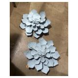 Metal hanging flower art sculptures ~13"