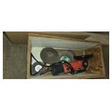 Corded angle grinder with wooden box and disc