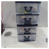 4 drawer plastic organizer full of crafting