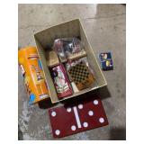 Jenga, tic tac toe game, card game and family