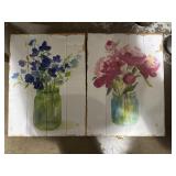 Pair of wooden-plank wall art pieces 13x18"