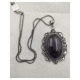 German silver Amethyst pendant necklace