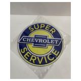 12 in round metal Chevrolet sign