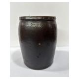 brown crock (small damage) 8.5in tall&6in diameter
