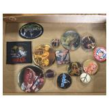 Vintage rock and metal band pins and patches,