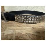 Punk rock pyramid-studded black belt ~52" long