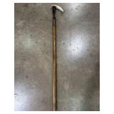 37 inch wooden walking cane with curved antler
