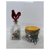 Glass bale-wire storage jar & clear glass jar