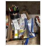 Office supplies assorted, pens, pencil cases and