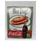 12x16  tin sign featuring a hot dog with