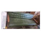 Mid century green leather upholstered, wooden