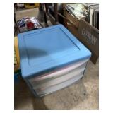 clear plastic 3-drawer storage unit With paper