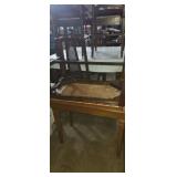 Wooden Bench and piano bench with sheet music