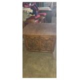 Square top side table with storage cabinet