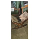 Rocking footstool wooden framed