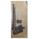 Leather and woven rifle sling, leather pouch. And