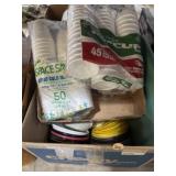 New Styrofoam cups and a variety of plastic