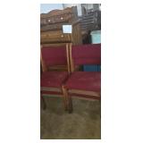 Set of 4 red upholstered armless lounge chairs