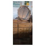 Dressor with 9 drawers and matching mirror (