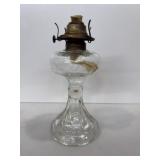 clear pressed-glass oil lamp 1ft base