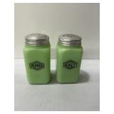 McKee Jadeite green glass salt and pepper shakers