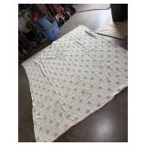 handmade white crocheted bedspread With green
