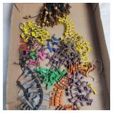 Small cast metal cars,candlesticks, birds, shoes,