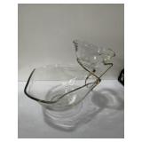 Modern Indiana Glass Tri-Top Chip and Dip Bowl