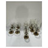 12 piece Stemware with brown glass bases