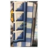 Blue and white block quilt
