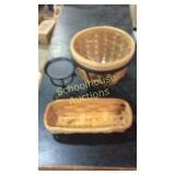 Longaberger baskets and candle holder